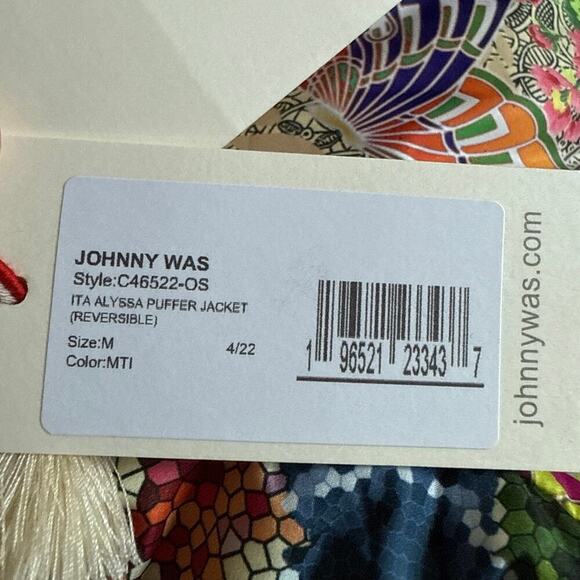 NWT Johnny Was ITA Alyssa Reversible Down Feather Puffer Jacket Boho Size Medium - Picture 9 of 11